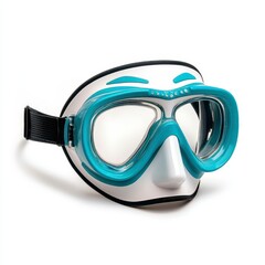 Teal and White Diving Mask Isolated on White Background. Comfortable Silicone Skirt and Durable Strap. Ideal for Underwater Explor