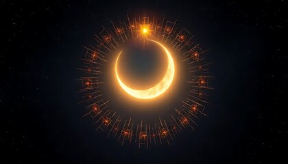 Crescent Moon Starry Night Celestial Glow Radiance