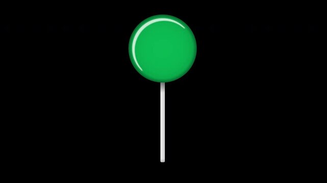 Lollipop on stick animation. Sweet candy animation. Animation for new years day, winter holiday, dessert, new years event. Transparent background with alpha channel