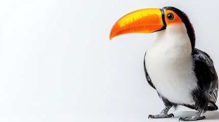 Naklejka premium Toucan bird profile on white background, wildlife photography for websites, brochures
