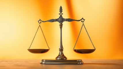 Abstract Justice Scales, Orange Cream Background, High Detail, Dramatic Lighting, Art