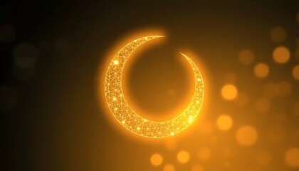 Golden Crescent Moon Abstract Design Illustration