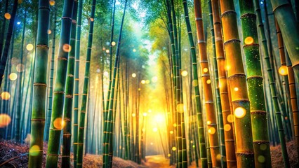 Obraz premium AI-crafted bamboo double exposure, a nature-inspired surreal wallpaper.