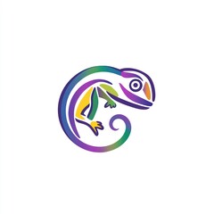 Fototapeta premium Colorful Chameleon Design, Abstract Art, Flat Style, Potential Logo Use
