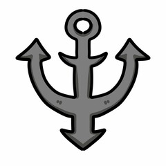 Fototapeta premium anchor icon on white background, cartoon illustration