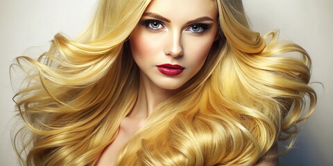 Fototapeta premium AI portrait, blonde on white, elegant fashion style, rule of thirds composition.