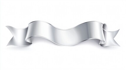 Elegant Silver Ribbon Banner Illustration: Wide Angle Design for Decorating Events, Invitations, Celebrations
