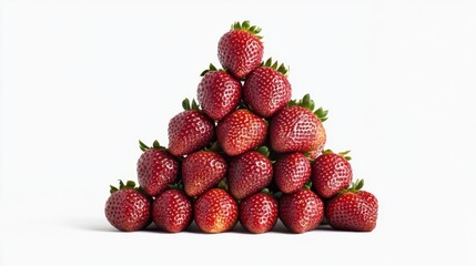 A stack of plump, ripe strawberries arranged in a tempting pyramid, Their deep red hue inviting indulgence