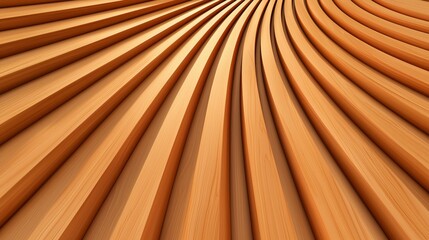 Dynamic Abstract Curved Wooden Panels in Radiating Pattern, Minimalist Design with Warm Golden Tones and Textured Layers Highlighting Natural Elegance and Modern Geometry.