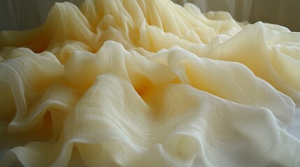 Creamy Yellow Silk Fabric Draped Softly