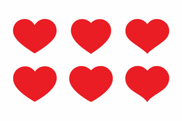 A Bundle of Cute Silhouette Red hearts line art vector cartoon illustration for  Valentine's Day