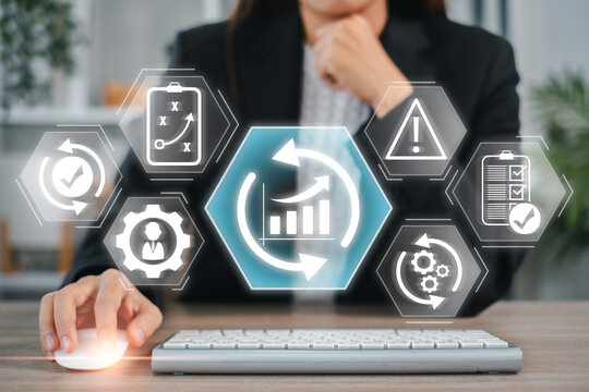 Digital interface illustrating business continuity strategies, focusing on risk management and operational resilience.