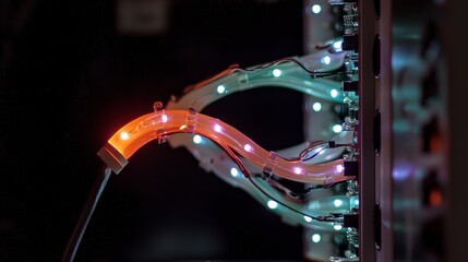 Abstract Neon Circuit Board  Glowing Tubes  LED Lights  Technology Background