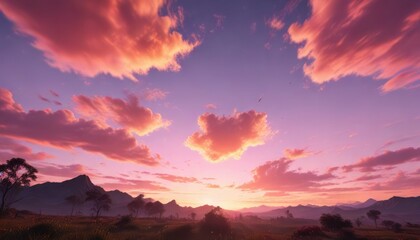 Beautiful morning sky with vibrant orange and pink , bright, inspiring, warm