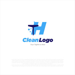 Obraz premium Letter H with windows cleaning logo