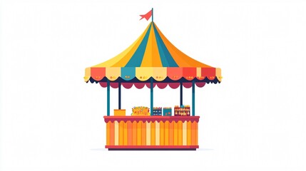 Colorful Carnival Kiosk Icon with Wide Angle Centered View