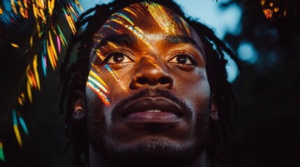 Artistic Portrait  Black Man  Colorful Light  Abstract  Face   Hope  Dreamy