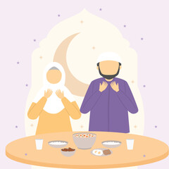 Illustration of Iftar with people