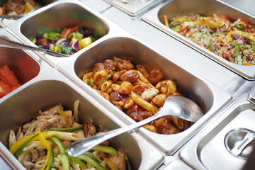 Deliciously Presented Variety of Dishes in Buffet Style Serving