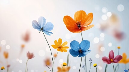 Vibrant Wildflowers in a Sunlit Field: A Cheerful and Colorful Nature Scene