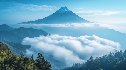 Mount Fuji above the clouds, Japan