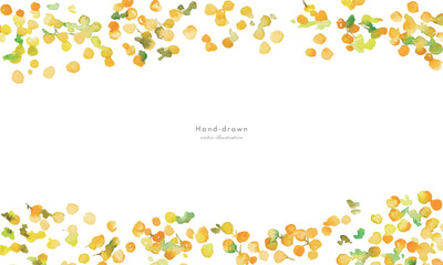 水彩画。水彩タッチのミモザベクター背景。ミモザの水彩イラスト。春の植物背景フレーム。Watercolor. Mimosa vector background with watercolor touch. Mimosa watercolor illustration. Spring plants background frame.