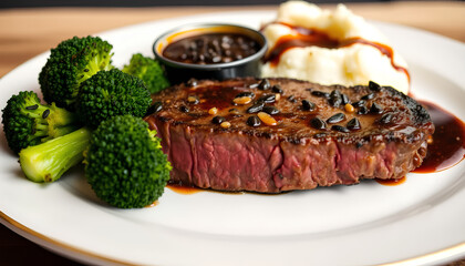 Juicy medium-rare steak