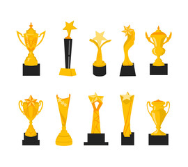 Golden celebrity trophy award design collectiion