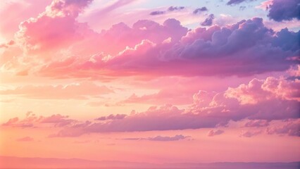 Fototapeta premium Pink Sunset Cloudscape Pastel Hues, Wide Composition, Serene Atmosphere, Pink Sky, Cloud Photography Cloudscape, Sunset Photography