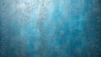 Obraz premium Textured Teal Metal Background Rivets, Scratches, Abstract, Blue, Grunge Metal Texture, Background texture