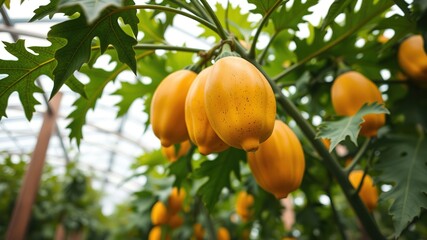 Papaya Tree Greenhouse - Low Angle View
