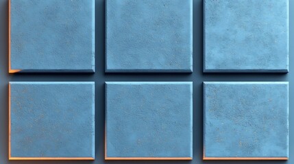 Fototapeta premium Cool Blue Square Tiles Seamless Texture Pattern. AI Generated