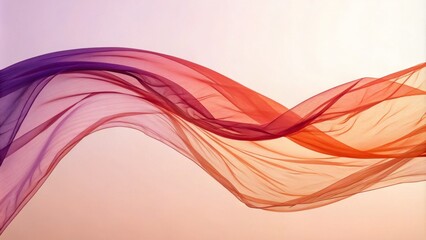 Naklejka premium Flowing Fabric Abstract Orange and Purple Sheer Drape, Photography, Texture, Background Fabric texture, abstract background
