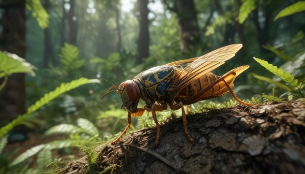 Cicada Cicadetta pellosoma in the undergrowth , insect life cycle, insect pictures, insect biology