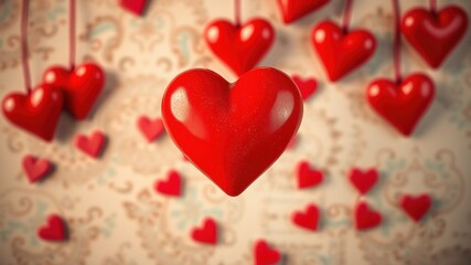 Fototapeta premium Retro Red Heart Graphic Design - Stylish Illustration