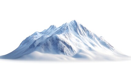 Fototapeta premium Snow-covered mountain range isolated against a white backdrop