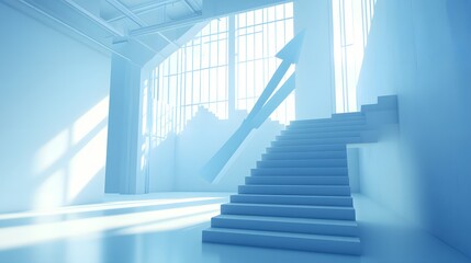 Obraz premium Modern Staircase Ascending Towards A Bright Future