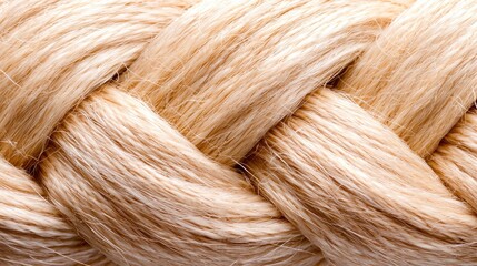 Fototapeta premium Thick braided natural fiber rope showing detailed texture in a close-up shot.