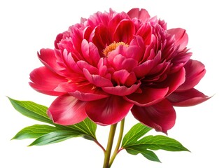 Stunning AI-generated red peony, perfectly isolated against white.