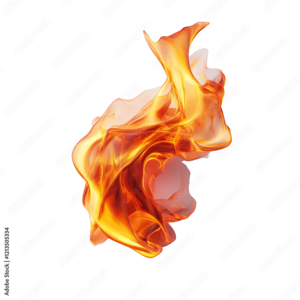 Poster An abstract image depicts a dynamic swirl of orange fluid with a smooth glossy texture against a light grey background.