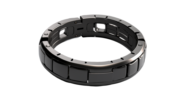 Sleek Black Modern Bracelet on a transparent background