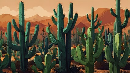 Cactus background plant abstract desert design. Generative AI