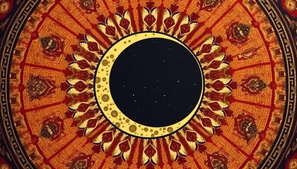 Fototapeta premium Celestial Mandala Artistic Crescent Moon Design