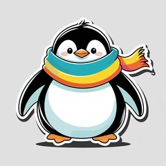 Obraz premium penguin cartoon with sign