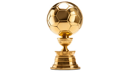 Golden Soccer Ball Trophy on a transparent background