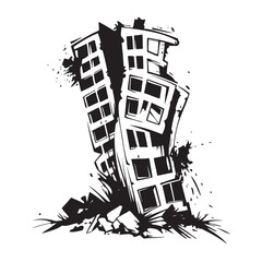 Damaged Buildings After an Earthquake: Destruction and Chaos