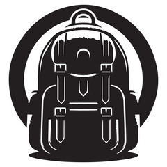 Backpack Silhouette Vector Illustration, Solid White Background.