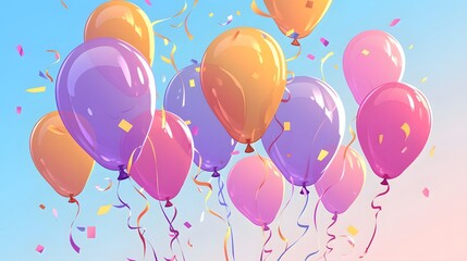 vibrant birthday-themed background with floating colorful balloons, ideal for creating festive invitations or celebration cards