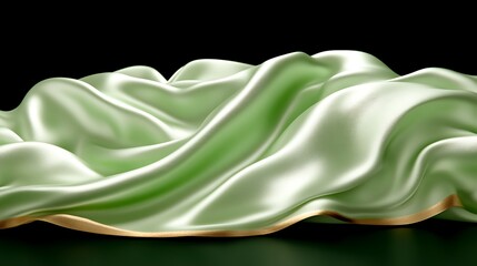 Obraz premium Draped pale green silk fabric with gold trim