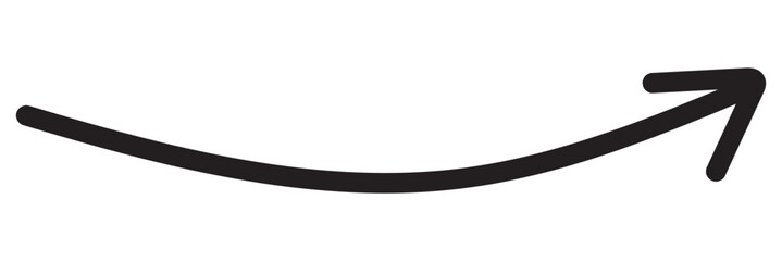 Round curl long arrow. Thin arrow curled symbol icon. Arrow swish sign.	